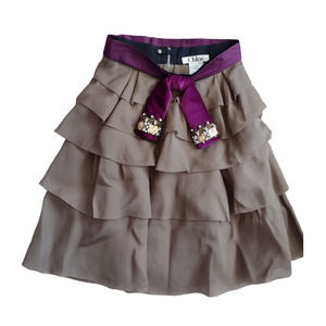 Chloe Layered Skirt in Brown with Purple Accent